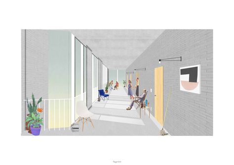 Collective Living Architecture, Collective Living, Paper Crafts Easy, Flat Vector People, Urban Project, Communal Living, Renovation Architecture, Conceptual Drawing, Vector People