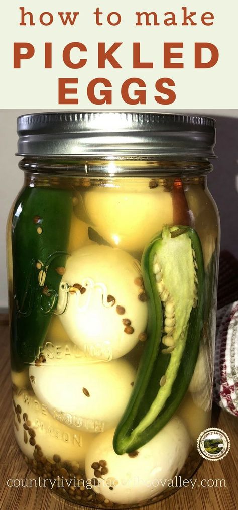 Easy Pickled Egg and Peppers Recipe. 30 minutes to make and last for months in the fridge! Picked Eggs, Pickled Egg, Canning Meat, Pickled Eggs Recipe, Quick Healthy Snacks, Pickled Eggs, Hot Peppers, Pickled Vegetables, Home Canning