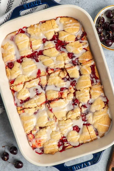 Cherry Bars - The Cooking Duo Merry Cherry Bars, Sheet Pan Cherry Pie Bars, Chocolate Chip Maraschino Cherry Shortbread Bars, Chocolate Chip Maraschino Cherry Bars, Cherries Jubilee Cheesecake Bars, Cherry Jubilee, Breakfast Dessert Recipes, Cherry Pie Bars, Chicken Stuffing Casserole