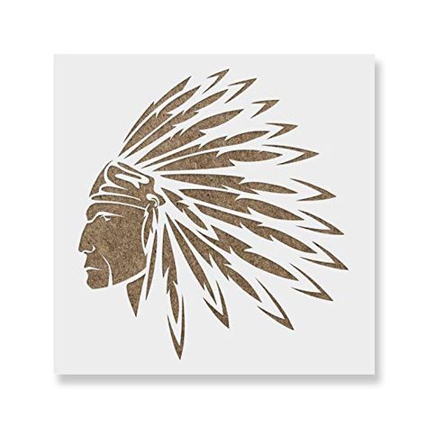 Amazon.com: Native American Indian Stencil Template - Reusable Stencil with Multiple Sizes Available Indian Stencil, American Indian Crafts, Native American Drawing, Whatsapp Wallpaper Cute, Indian Headdress, Native American Artwork, Decorative Plaster, Painting Templates, Indian Crafts