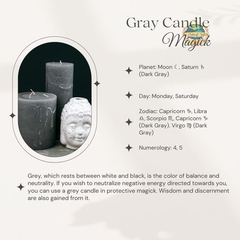 Candle Color Meanings Magic, Wisdom And Discernment, Gray Candle, Grey Candle, Candle Color Meanings, Candle Meaning, Grey Candles, Candle Magick, Color Meanings