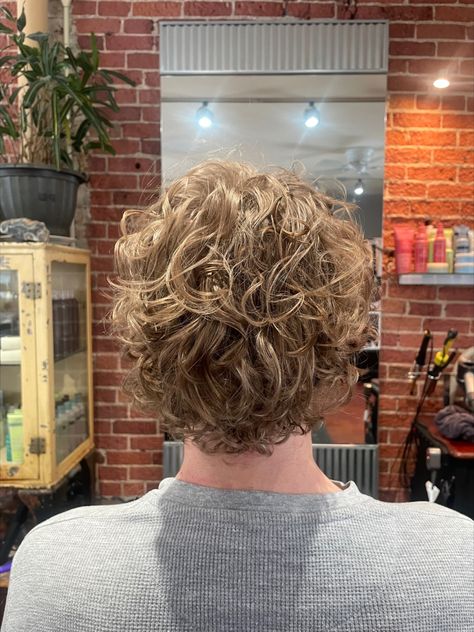 mens curly hair perm on male with medium blonde hair Beach Wave Perm Men, Men’s Permed Hair, Blonde Perm Men, Textured Perm Men, Light Perm Long Hair, Light Perm Men Wavy, Men’s Soft Perm, Perm On Guys, Dillon Latham Perm