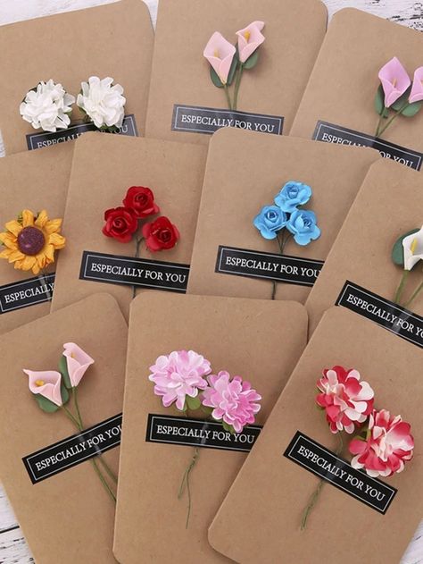 10pcs Greeting Card & 10pcs Artificial Flower & 10pcs Sticker | SHEIN USA Mothers Day Crafts For Adults, Mother's Day Crafts For Kids, Candy Bouquet Diy, Homecoming Proposal Ideas For Guys, Crafts For Kids Diy, Small Canvas Paintings, Proposals Ideas, Diy Gifts For Kids, Mothers Day Crafts For Kids