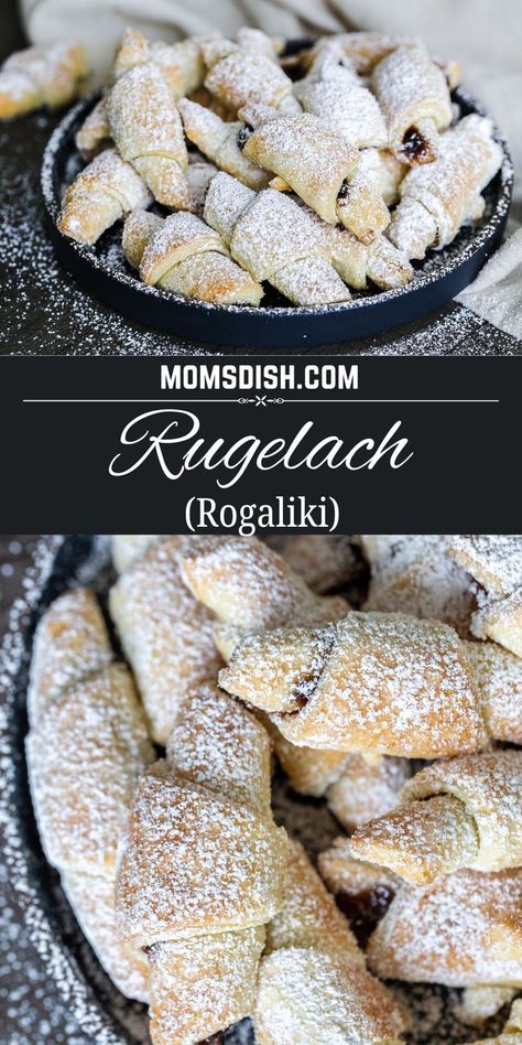 Rugelach (Rogaliki) are flaky, easy-to-make cookies that are great to bake for parties or to have on the weekend with a cup of coffee. With endless filling options, you will never get bored with this treat. Rugelach Cookies Recipes, Rugelach Cookies, European Cakes, Rugelach Recipe, Italian Ricotta Cookies, Easy To Make Cookies, Russian Cakes, Cookie Recipes Chewy, Ricotta Cookies