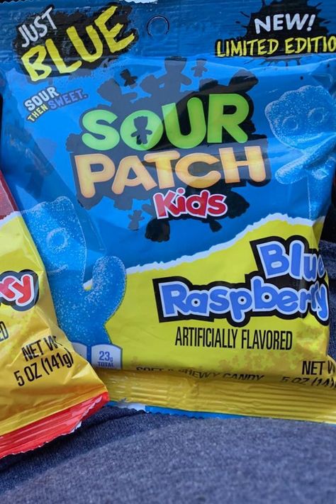 Blue Sour Patch Kids, Sourpatch Kid, Blue Sour Patch, Weird Candy, Sour Candy Recipe, Sour Belts, Disney Coffee Mugs, Hot Chocolate Marshmallows, Candy Brands