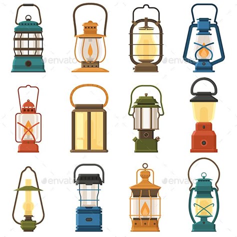 Vintage Camping Lantern Collection Camping Lantern Drawing, Camping Lantern, Camping Drawing, Poster Designs, Gas Lamp, Lantern Set, Camping Lanterns, Vintage Camping, Camping Activities