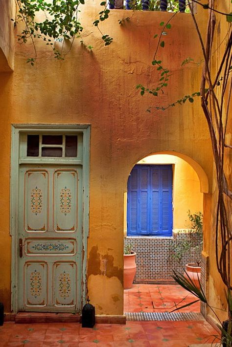 Marrakesh, Morocco Pantone Challenge, Colour Fields, Door Mural, Marrakech Morocco, Open Door, Colour Orange, Moroccan Design, Blue Door, Old Doors