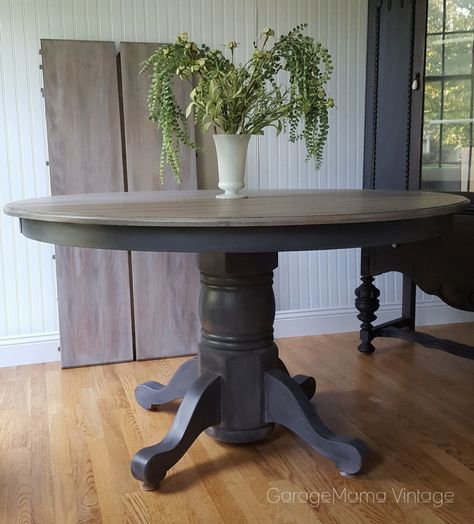 Masterful Table layered in Stain & Paint | General Finishes Design Center Painted Kitchen Tables, Table Redo, Painted Dining Table, Dining Table Makeover, Diy Kitchen Table, General Finishes Milk Paint, Kitchen Table Makeover, Stained Table, Kitchen Wall Colors