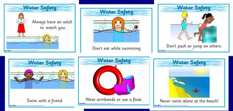 Water safety posters (SB2474) - SparkleBox Water Safety Poster, Water Safety Activities, Safety Pictures, Safety Rules For Kids, Beach Safety, Swimming Safety, Swimming Pool Pictures, Safety Rules, Water Safety