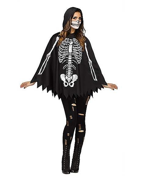 Adult Skeleton Poncho - Spirithalloween.com Marshmallow Costume, Poncho Costume, Iconic Costumes, Spirit Halloween Costumes, Halloween Animatronics, Ghost Halloween Costume, Classic Halloween Costumes, Scary Costumes, Easy Costumes