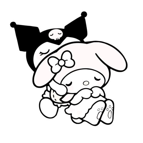 My Melody And Kuromi Black And White, My Melody And Kuromi Drawing Easy, Kuromi And My Melody Coloring Page, My Melody Black And White, My Melody And Kuromi Drawing, My Melody Sketch, My Melody And Kuromi Tattoo, Kuromi And My Melody Tattoo, Kuromi Sketch