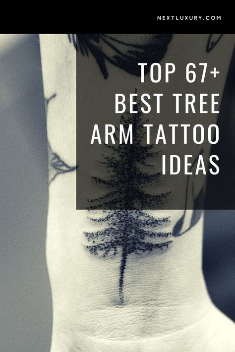 Tattoo Trees Arm, Guiding Light Tattoo, 3 Trees Tattoo, Mens Nature Tattoo Sleeve, Twisted Tree Tattoo, Tree Tattoos For Women Arm, Tree Wrist Tattoo, Forearm Tree Tattoo, Tree Arm Tattoo