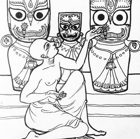 Chaitanya Mahaprabhu and Lord Jagannath, Lord Balarama and Lady Subhadra Jaganath Prabhu Drawing, Jagannath Sketch, Lord Jagannath Drawing, Jagannath Drawing, Drawing Of Lord Jagannath, Jagannath Drawing Pencil Sketch, Chaitanya Mahaprabhu Drawing, Jagannath Watercolor Painting, Temple Drawing