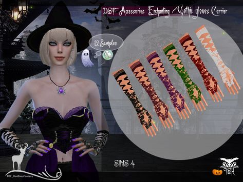 Gothic Gloves, Sims 4 Tsr, Gothic Bracelet, Soft Gamine, Nautical Bracelet, Sims 4 Dresses, Sims 4 Mods Clothes, Lace Gloves, Holiday Tops