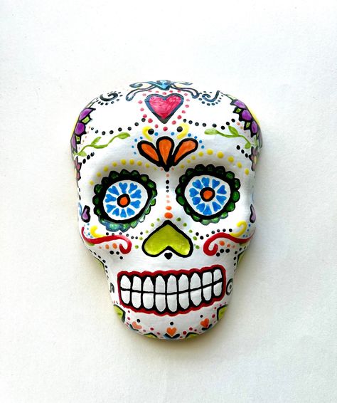 Sugar Skull Mask, Ceramic Mask, Handmade Mask, Day Of The Dead Art, Day Of The Dead Skull, Skull Mask, Ceramic Glaze, Wire Hanger, Wall Table