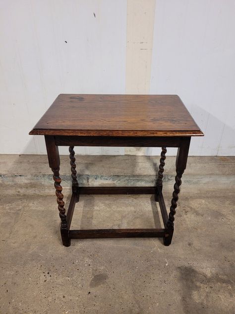 Antique Jacobean Style Oak Barley Twist Side Table Hall Table Occasional Table | eBay Oka Interiors Side Tables, Barley Twist Furniture, Barley Twist Table, Jacobean Style, Antique Bamboo Side Table, Eastlake Side Table, Barley Twist, Twist Style, Hall Table