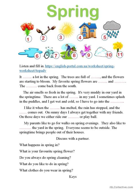 Spring. Reading and Listening. audi…: English ESL worksheets pdf & doc Spring Reading Comprehension, Worksheets For 2nd Grade, Spring Worksheets, Spring Worksheet, Reading Pictures, Ela Worksheets, Spring Reading, Listening Comprehension, 2nd Grade Worksheets