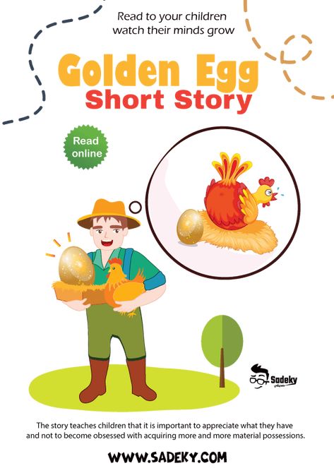 Free Golden Egg Story In English Written With Moral | Sadeky The Golden Egg Story, Story In English, Moral Stories For Kids, Short Stories For Kids, Golden Egg, English Story, Reading Stories, Moral Stories, True Happiness