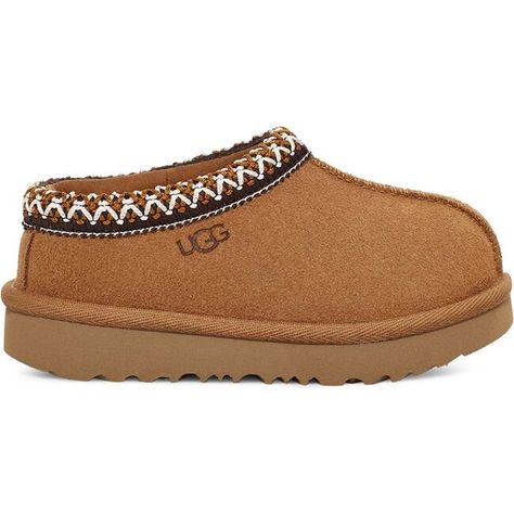 Crafted with responsible materials, the Tasman features an updated Sugarsole outsole and recycled textile binding in addition to the soft UGGplush upcycled wool and lyocell lining. The Tasman for toddlers has the same light, durable outsole so that you can wear it indoors and out. The upper is soft suede and finished with an embroidered braid. | UGG | Tasman Toddler Slippers (Beige, Size 11) | Maisonette collects the best children’s products from around the world (unlike Zulily, Etsy, The Tot, F Rugged Boots, Toddler Slippers, Running Sneakers Women, Ugg Tasman, Kids Uggs, Boots Women Fashion, Kids Sandals, New Sneakers, Womens Clogs