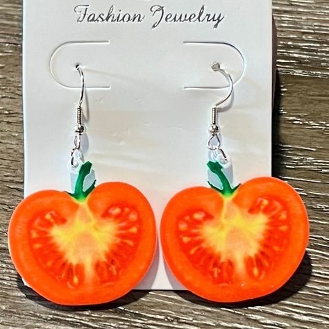 Jazz it up! Introducing Colorful Fun Fashion Tomato Earrings - Unique Summer Fun Jewelry, exclusively priced at an unbeatable value of $12.00 Don't miss out! #FruitEarrings #FunCuteUnique #SummerFun #JewelryCasual #HandmadeDainty #ColorfulDangle #GiftGirlMomWife #HandmadeDangle #FoodEarrings #FashionTrendy Tomato Earrings, Food Earrings, Fruit Earrings, Fun Jewelry, Earrings Unique, Fun Fashion, Girl Mom, Unique Earrings, Amazing Jewelry