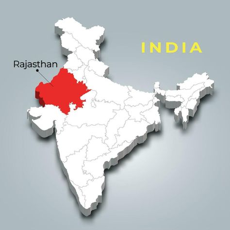 Rajasthan map location in Indian 3d isometric map. Rajasthan map vector illustration Rajasthan Map, Delhi Map, Isometric Map, 3d Isometric, Geography Map, India Map, Location Icon, Story Board, Map Vector