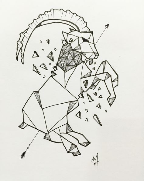 Geometric | Line | Mountain Goat  • Personalize tattoo design •   Follow / subscribe below : Instagram - @my_doodley Facebook - /mydoodley YouTube - my doodley Geometric Goat Tattoo, Goat Tattoo, Aries Constellation Tattoo, Tier Tattoo, Capricorn Tattoo, Zodiac Sign Tattoos, Original Tattoos, Zodiac Tattoos, Geometric Drawing