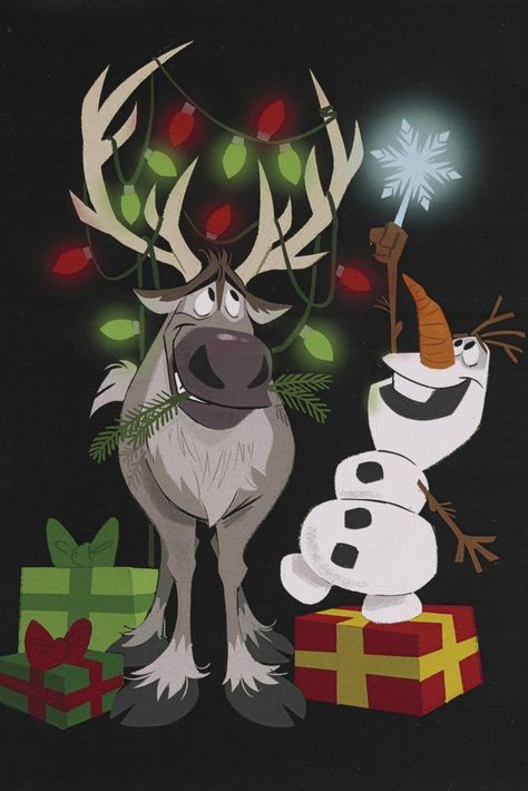 Disney Vintage Christmas Cards for the holidays. Disney Christmas Cards, Vintage Disney Christmas, Christmas Card Book, Olaf And Sven, Frozen Christmas, Disney Artists, Christmas Wallpaper Backgrounds, Walt Disney Animation Studios, Walt Disney Animation