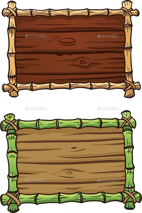 Bamboo Frames by memoangeles | GraphicRiver Cartoon Bamboo, Bamboo Frames, Bamboo Background, Digital Graphics Art, Wooden Signage, Photo Cake Topper, Paper Background Design, Kitty Coloring, Frame Border Design