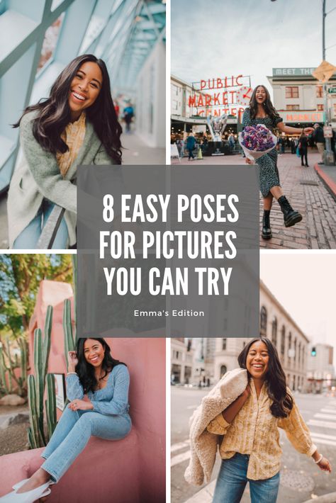 8 Easy Poses for Pictures You Can Try - Emma's Edition How To Pose For A Picture, How To Pose Standing Up, How Pose For Pictures Photo Tips, Poses For Modeling Clothes, Insta Post Photo Ideas, Best Way To Pose For Pictures Standing, Portrait Posing For Women, Easy Portrait Poses, How To Pose For Pictures Standing