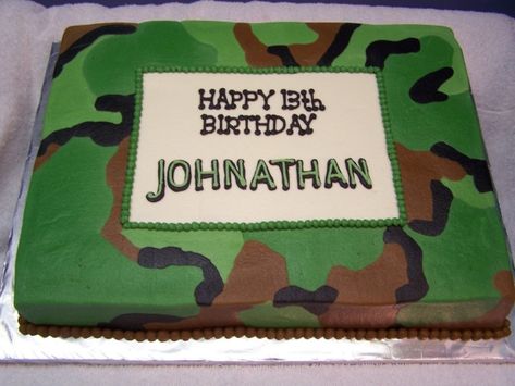 Camouflage cake idea Camo Cakes, Army Birthday Cakes, Camo Cake, Camo Birthday Party, Army Cake, Army Birthday Parties, Hunting Cake, Camo Birthday, Army's Birthday