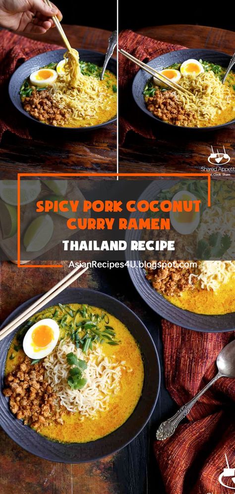 This Spicy Pork Thai Coconut Curry Ramen is brought to you by REVOL. As always, all opinions and recipe are my own. Thanks for supporting the brands that support Shared Appetite! #Thailand #Recipes #Ramen #Coconut Coconut Curry Ramen, Thailand Recipes, Recipes Ramen, Thai Coconut Curry, Recipes Spicy, Curry Ramen, Thailand Food, Thai Coconut, Spicy Pork