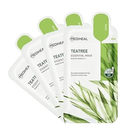 Amazon.com : Mediheal Official Best Korean Sheet Mask - Tea Tree Essential Face Mask 4 Sheets Skin Soothing Treat Blemishes Sebum Control For All Skin Type : Beauty & Personal Care Tea Tree Face Mask, Mask Korean, Korean Mask, Korean Sheet Mask, Korean Face Mask, Sheet Mask, Tea Tree, Skin Types, Skin Care Routine