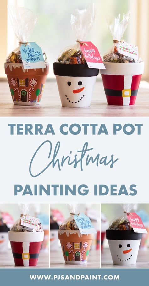 Christmas Crafts Santa, Joululahjat Diy, Gingerbread House Craft, Christmas Painting Ideas, Jul Diy, Terra Cotta Pot, Christmas Painting, Fun Christmas Crafts, Clay Pot Crafts