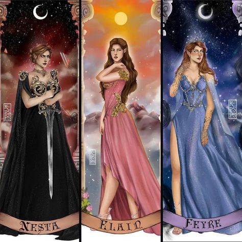 The Archeron Sisters Fanart, Acotar Archeron Sisters, The Archeron Sisters, Nesta Archeron Dress, Acotar Sisters, Archeron Sisters Fanart, Acheron Sisters, Nests Archeron, Starfall Dress