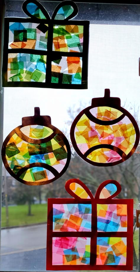 Christmas Window Crafts For Kids, Advent Window Ideas, Christmas Art For Kids, Preschool Christmas Activities, Window Crafts, Christmas Art Projects, December Crafts, Preschool Christmas Crafts, Toddler Arts And Crafts