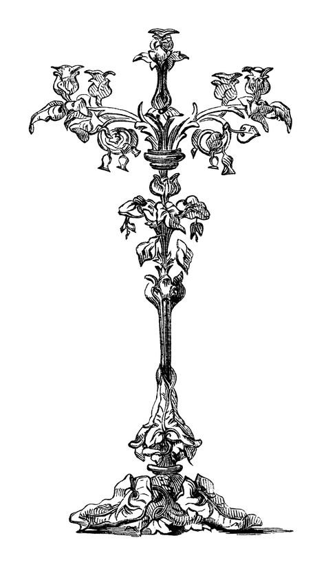 Candelabra Illustration, Victorian Art Drawings, Candelabra Drawing, Victorian Candle Holders, Victorian Candle, Victorian Tattoo, Victorian Candles, Antique Candelabras, 16 Tattoo