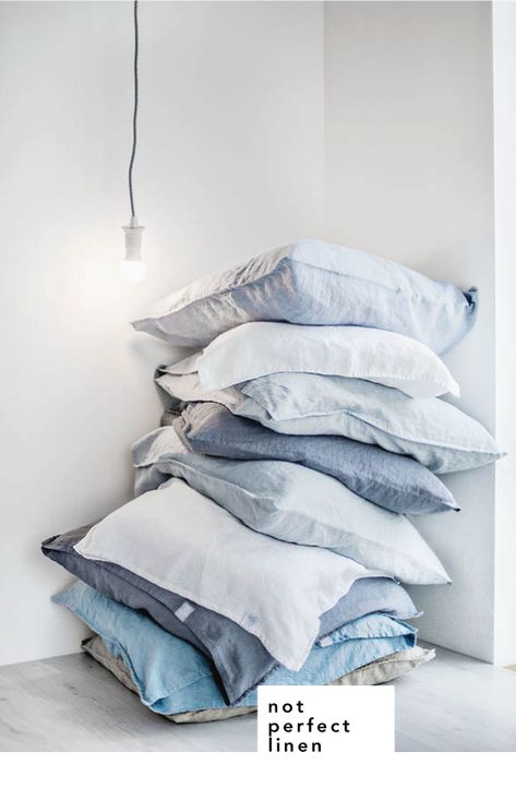 12 Places to Find Great Bedding - Design Crush Not Perfect Linen, Swedish Blue, Linen Pinafore, Pinafore Apron, Grey Linen Bedding, Linen Pillow Cases, Gray Linen, Linen Apron, Linen Pillows