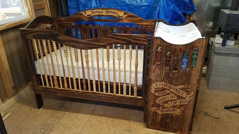 Completed Harry Potter Inspired Crib Harry Potter Crib, Babies Rooms, Crib Ideas, Harry Potter Nursery, Harry Potter Room Decor, Nursery Theme, Harry Potter Room, Harry Potter Diy, Nursery Themes