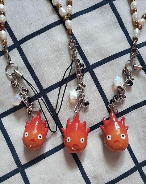 Ghibli Accessories, Clay Phone Charm, Phone Straps, Strap Phone, Fairy Necklace, Phone Strap, Handmade Wire Jewelry, Polymer Clay Charms, Handmade Wire