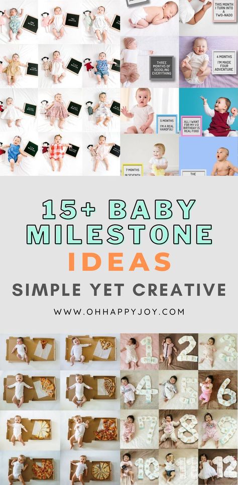 Baby milestone monthly picture ideas - Get your baby's first year milestone photos taken with these great simple and creative ideas! You can browse through our list of DIY, food, minimalist, letterboard baby milestone images and see which one sticks to you the best to capture those moments of your baby growing up! One Month Baby Picture Ideas September, Unique Milestone Ideas, Monthly Newborn Pictures, Birth Milestone Ideas, Creative Milestone Baby Pictures, Ideas For Baby Monthly Pictures, Baby Photo Monthly Ideas, Baby Photos Month By Month, Baby Milestones Monthly Picture Ideas Letter Board