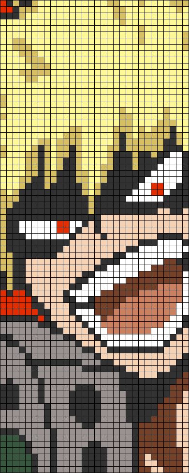 Alpha pattern #53664 | BraceletBook Anime Grid Pattern, Mha Pixel Art, Anime Alpha Pattern, Anime Pixel Art Grid, Pixel Art Pattern Anime, Alpha Patterns Anime, Pixel Art Manga, Kawaii Cross Stitch, Anime Pattern