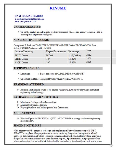 B Tech Fresher Resume Examples Tech Resume, Fresher Resume, Simple Resume Format, Resume Format Download, Job Resume Format, Engineering Resume, Best Resume Format, Resume Format For Freshers, Student Resume Template