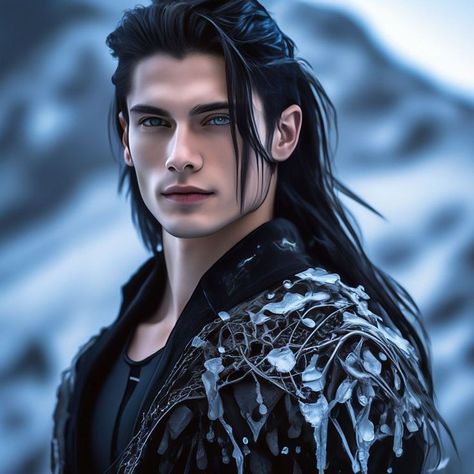 Male Elf Black Hair, Male Elf, Fantasy Story Ideas, Creative Hair Color, Character Inspiration Male, Long Dark Hair, Fantasy Hair, Fantasy Male, Long Black Hair