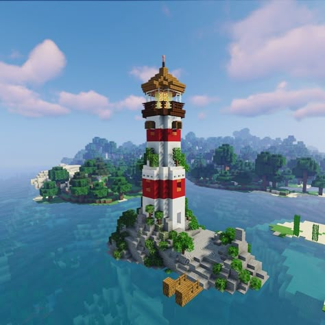 Minecraft Ocean House Ideas, Minecraft Island Layout, Pirate Banner Minecraft, Minecraft Sea Village, Minecraft Lake Village, Minecraft Shipwreck Build, Minecraft Light House Ideas, Minecraft Houseboat, Minecraft Pirate Village