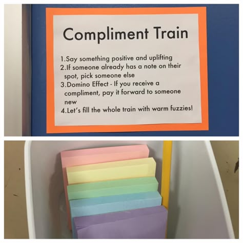 Use these guidelines to turn a bulletin board into a compliment train to encourage students share positive and uplifting messages about their peers. Positive Staff Bulletin Board, Compliments Bulletin Board, Classroom Compliments Board, Compliment Bulletin Board Ideas, Compliment Board Classroom, Staff Compliment Board, Compliment Wall Classroom, Compliment Board For Work, Staff Encouragement Bulletin Boards