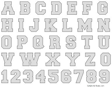 Lettering Alphabet And Numbers, Jersey Letters Font, Varsity Alphabet Letters, Varsity Font Alphabet, Sports Alphabet Letters, Jersey Font Alphabet, Varsity Font Free, Block Lettering Fonts, Diy Varsity Letter