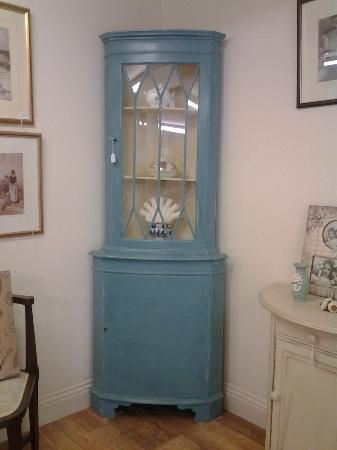 Handpainted Corner Cupboard - Annie Sloan Chalk Paint (Provence Colour) Annie Sloan Provence, Painting Corner, Cupboard Paint, Coffee Cabinet, Coastal Vintage, French Interior Design, Furniture Fix, Corner Cupboard, Kitchen Dresser