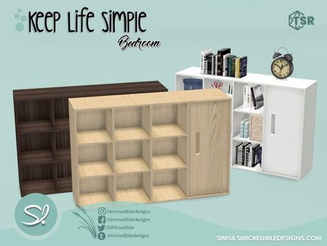 The Sims Resource - Keep Life Simple Bedroom Shelves Bedroom Shelves, Sims 4 Kitchen, Resource Furniture, Keep Life Simple, Sims 4 House Building, Tumblr Sims 4, Casas The Sims 4, Sims 4 Teen, Sims 4 Toddler