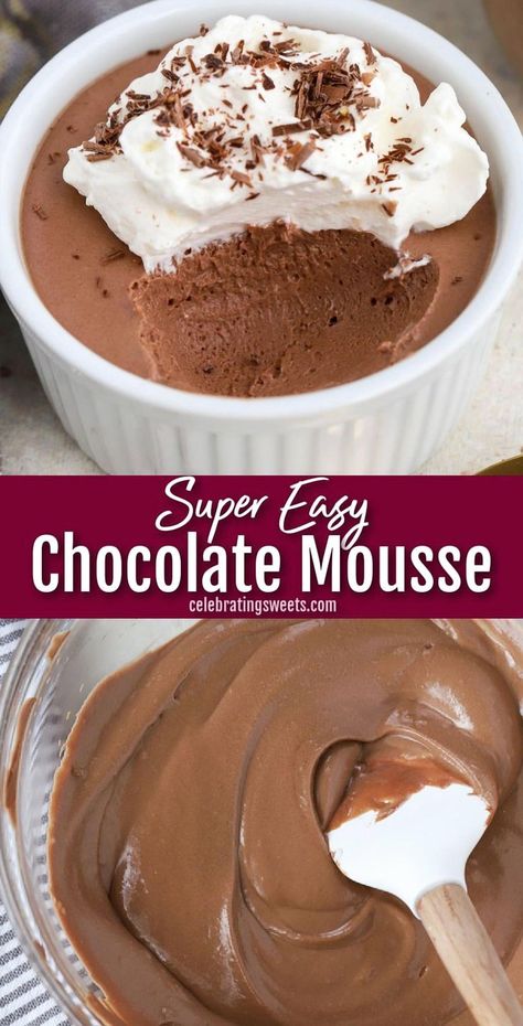 Homemade Chocolate Mousse Easy, Easy Baileys Chocolate Mousse, Very Simple Dinner Recipes, 3 Step Dessert Recipes, Chocolate Mousse No Eggs, Cool Whip Chocolate Mousse, Chocolate Mousse Frosting Recipe, Dessert Recipes That Use A Lot Of Milk, Chocolate Mousse With Cool Whip