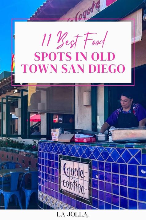 A local restaurant in Old Town San Diego with a vibrant blue-tiled counter and a server preparing food behind the counter. Best Mexican Restaurants, San Diego Vacation, Old Town San Diego, San Diego Restaurants, Food Spot, Michelin Star, Mexican Restaurant, La Jolla, Best Restaurants